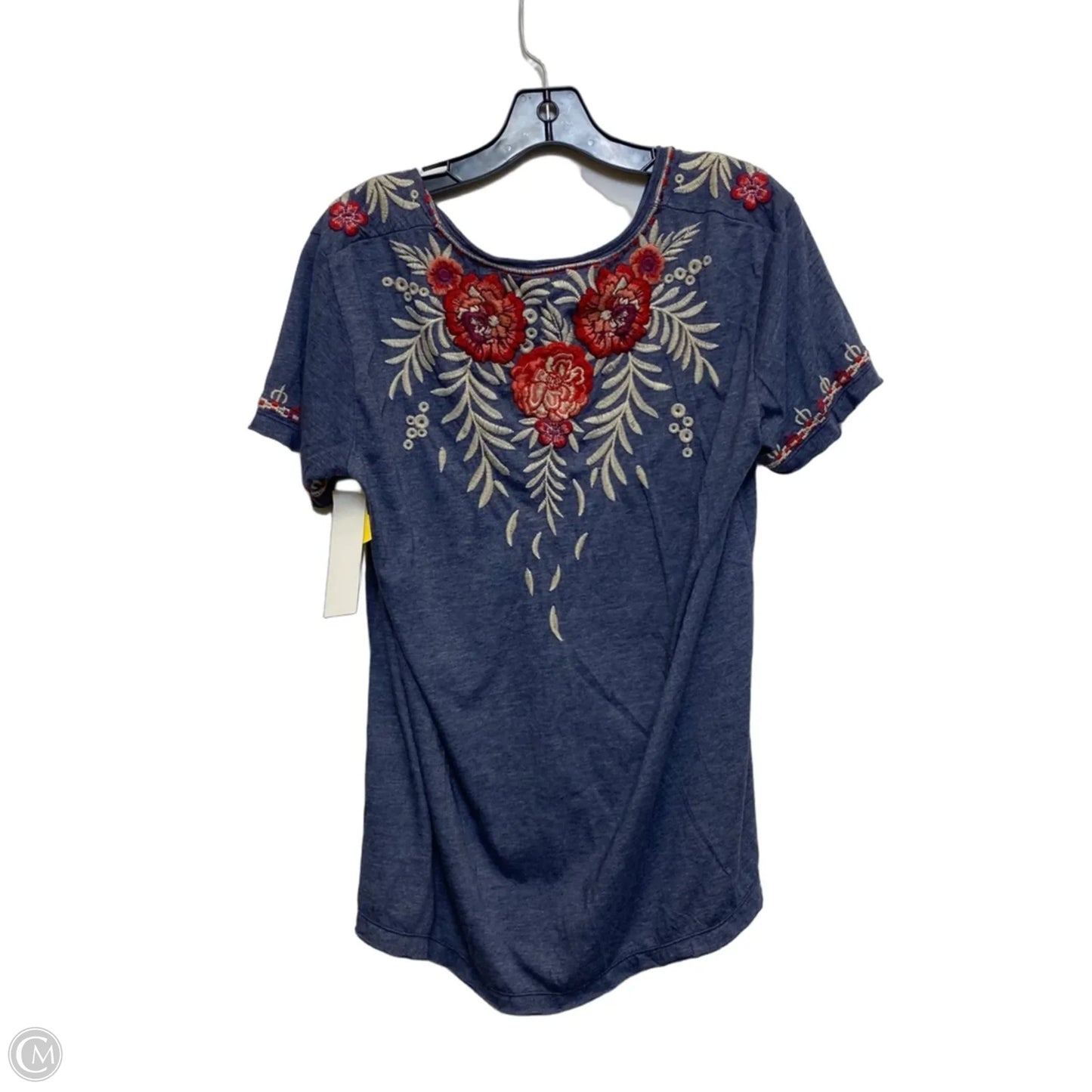 Top Short Sleeve Designer By Johnny Was In Blue, Size: M