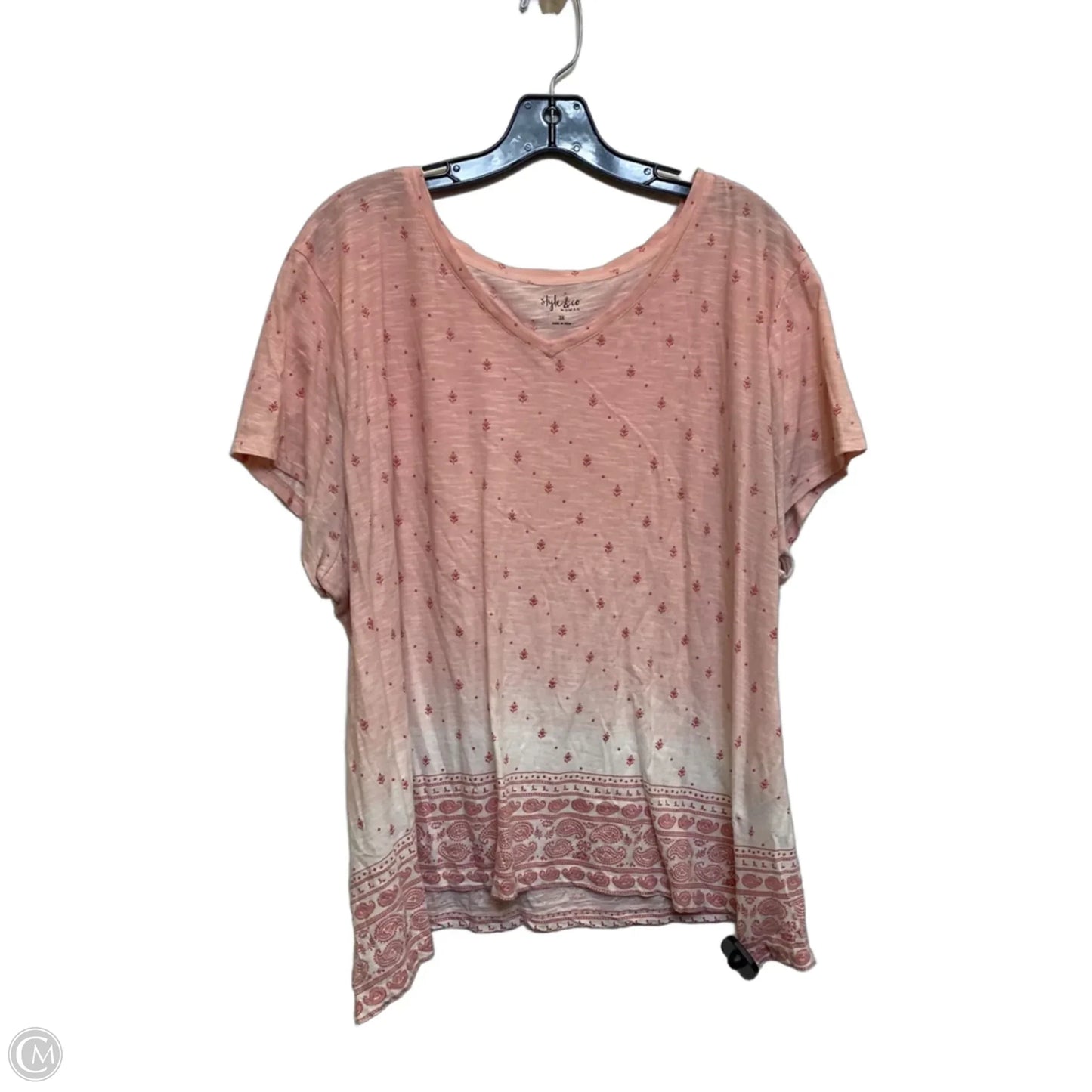 Top Short Sleeve Basic By Style And Company In Pink, Size: 3x