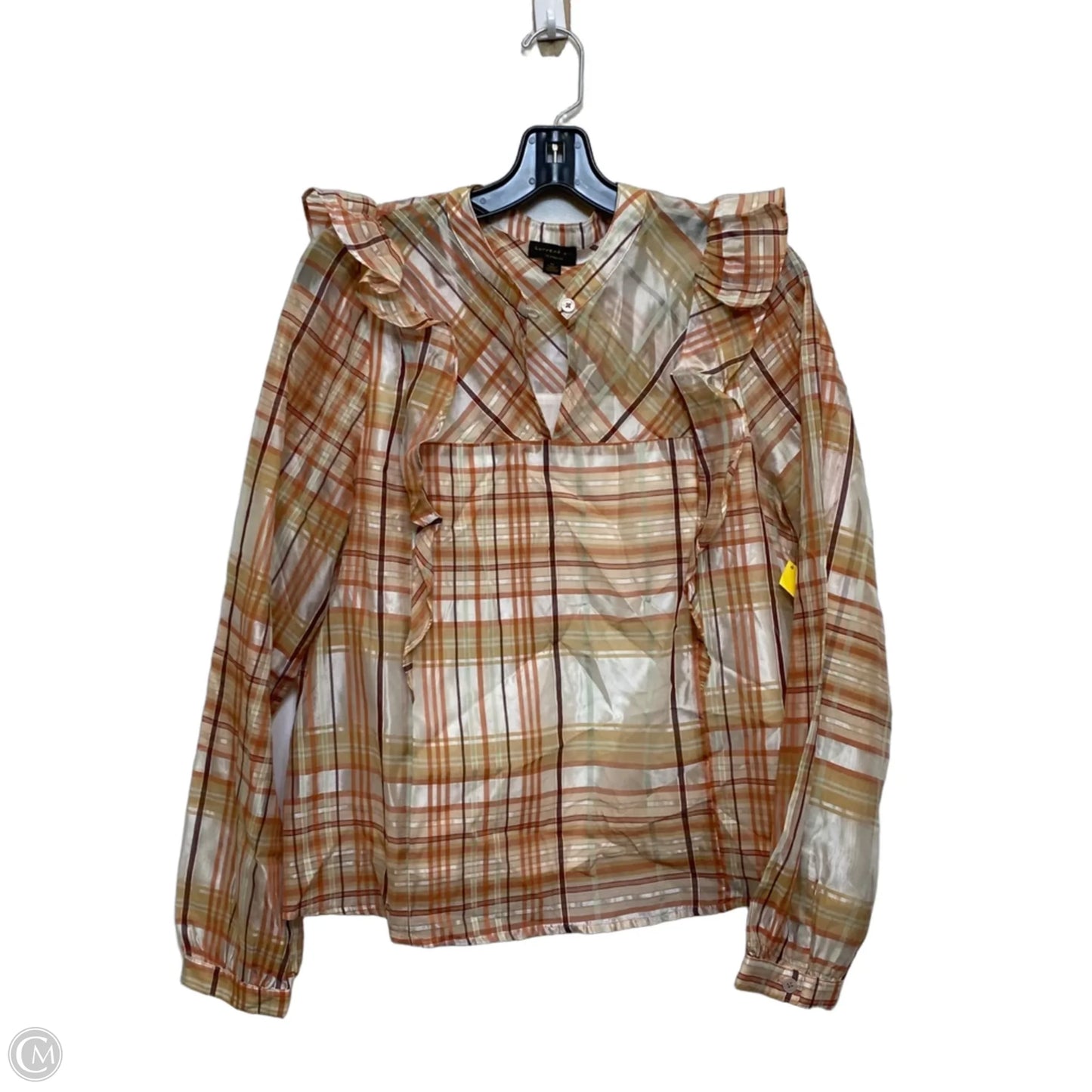 Top Long Sleeve By Current Air In Cream & Orange, Size: M