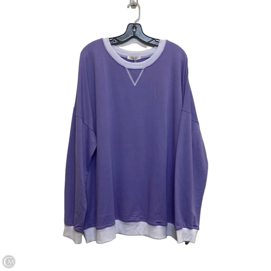 Sweatshirt Crewneck By Fantaslook In Purple & White, Size: 3x