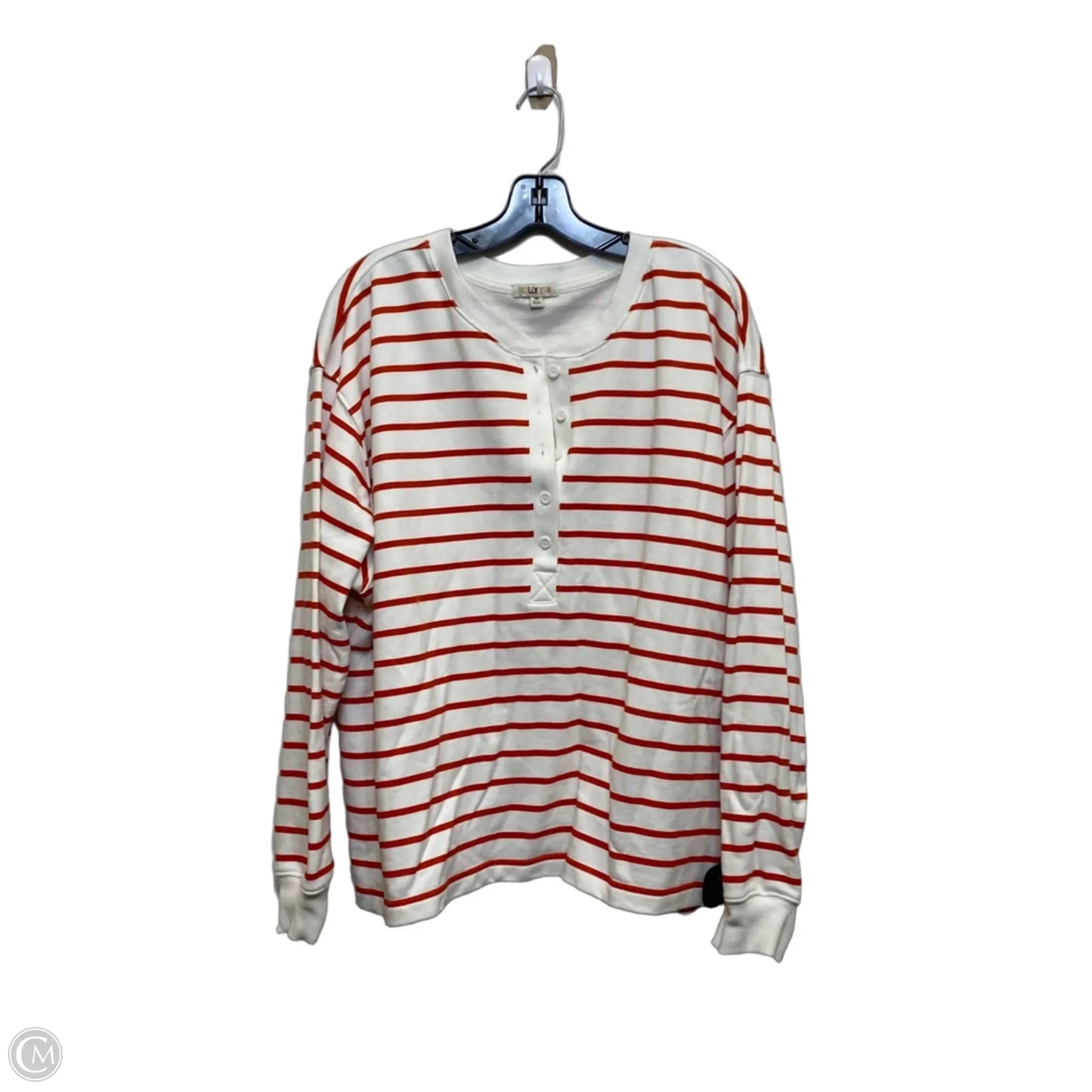 Top Long Sleeve By Molly Yeh In Red & White, Size: 2x