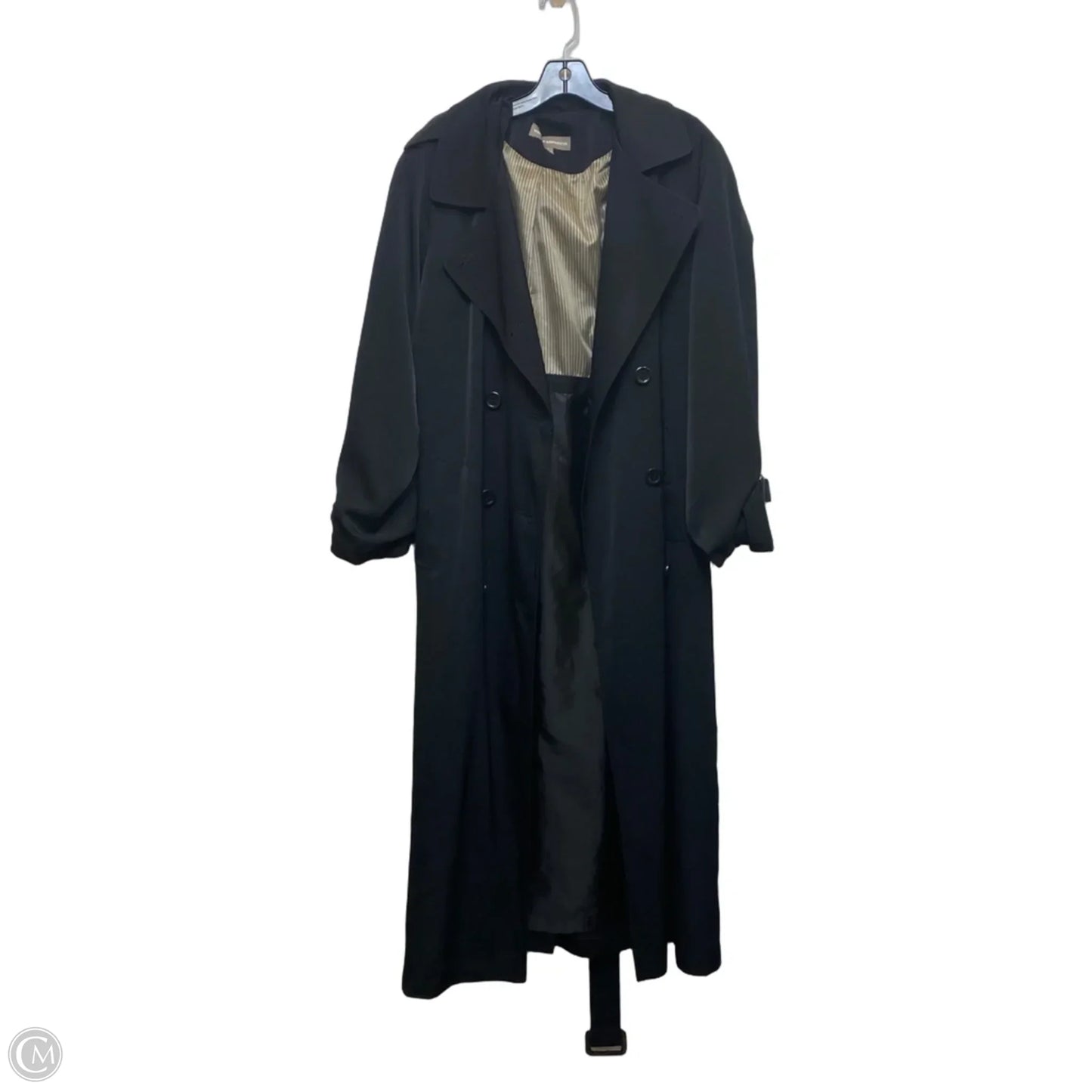 Coat Trench Coat By Valerie Stevens In Black, Size: L