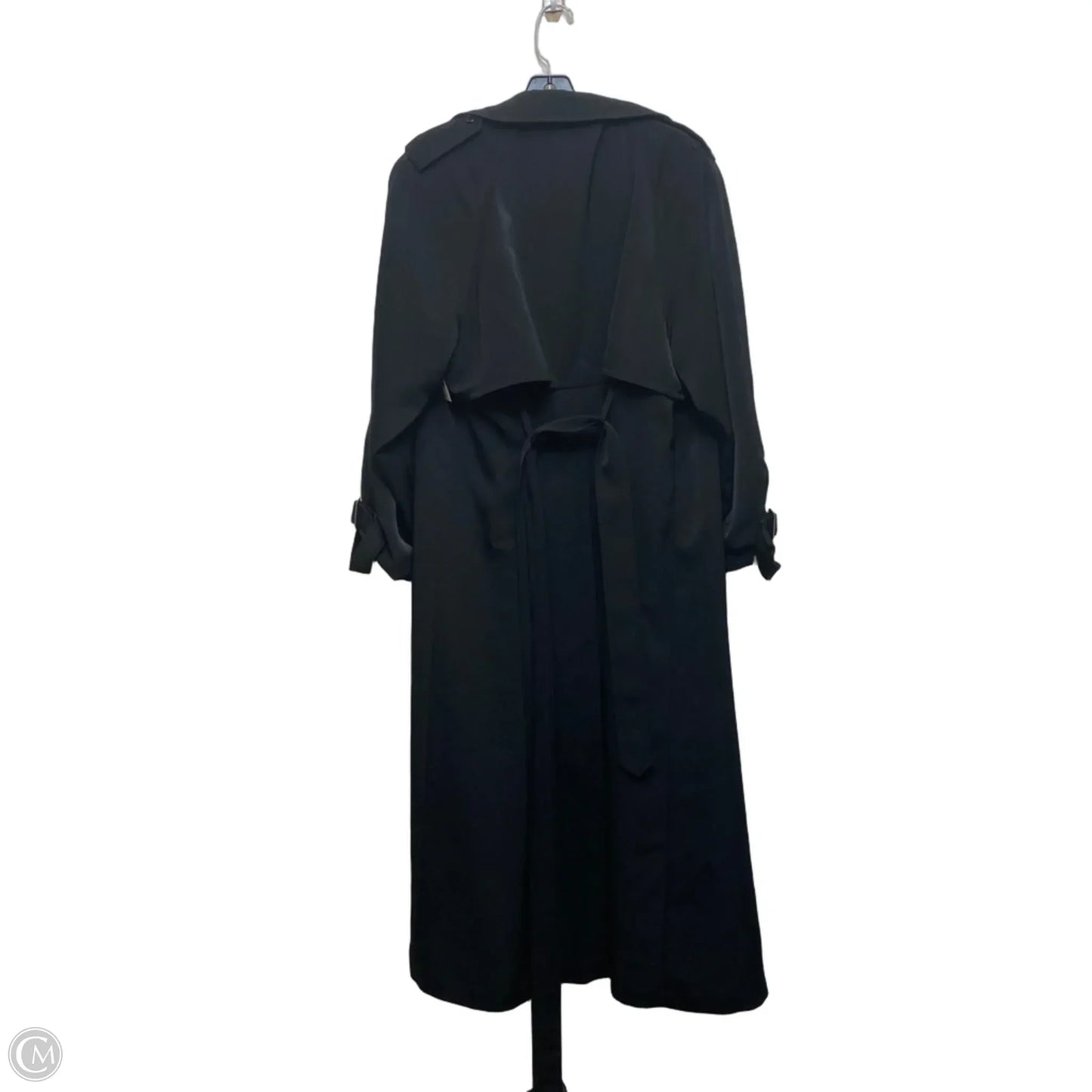 Coat Trench Coat By Valerie Stevens In Black, Size: L