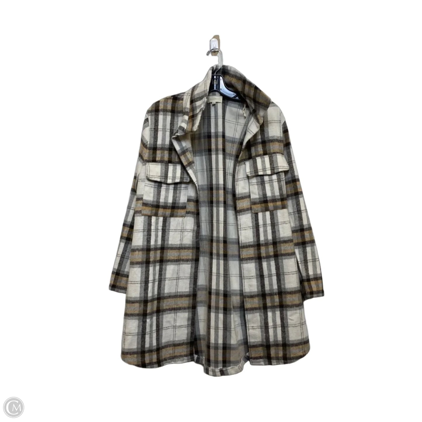 Jacket Shirt By Melloday In Grey & Tan, Size: M