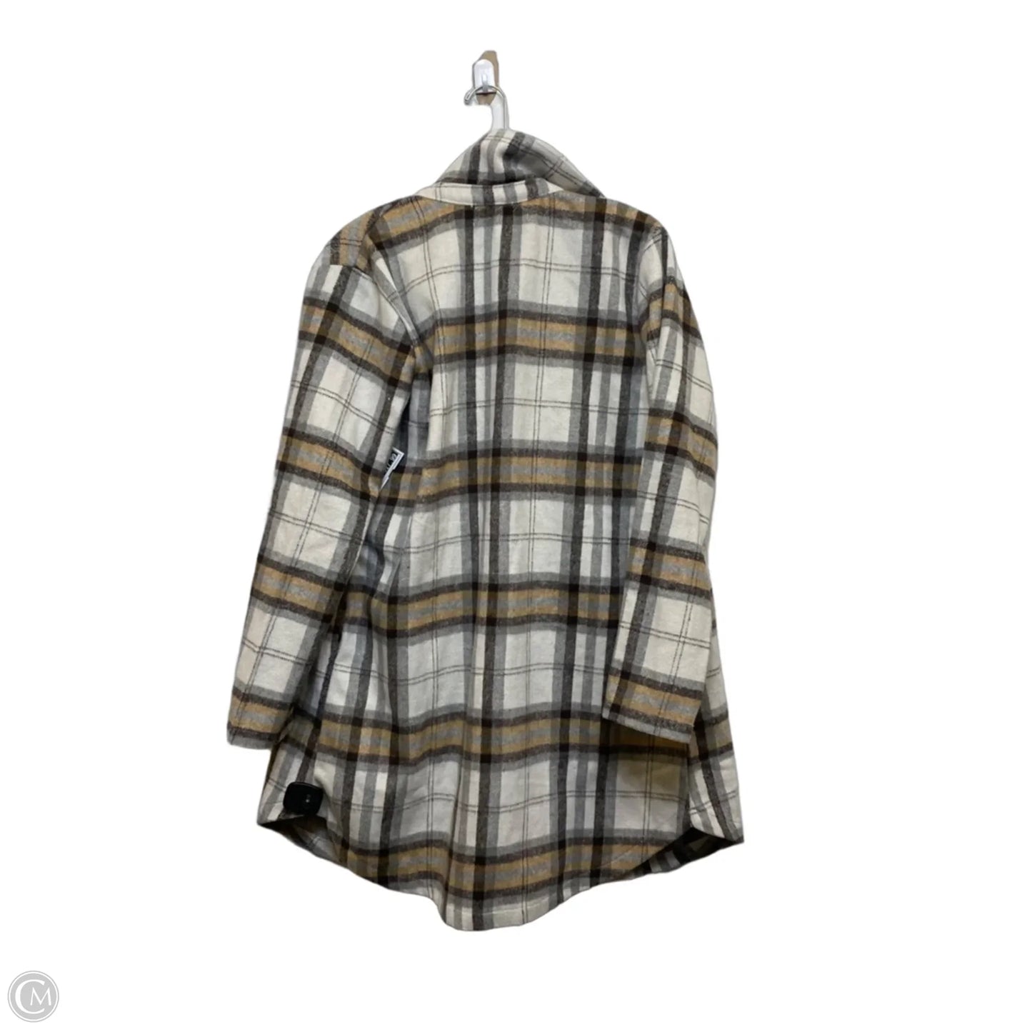 Jacket Shirt By Melloday In Grey & Tan, Size: M