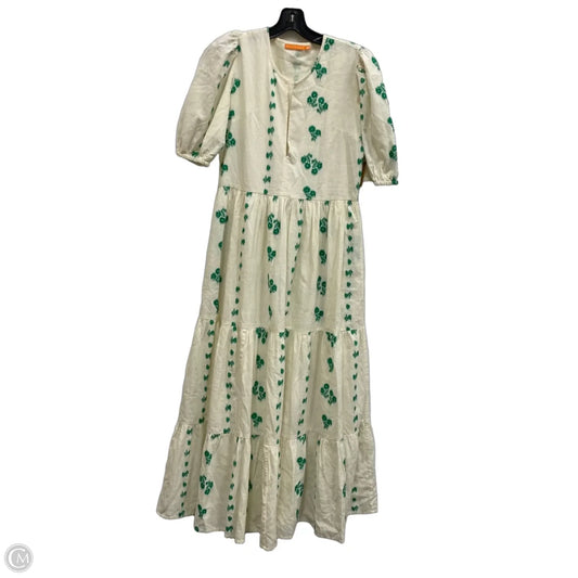 Dress Designer By Oliphant In Cream & Green, Size: Xxs