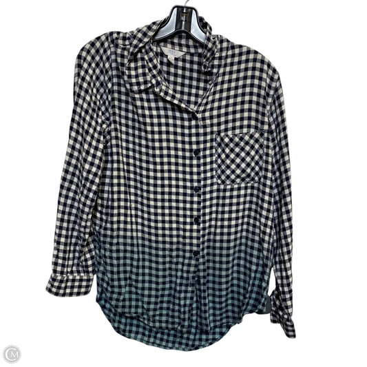 Top Long Sleeve By Time And Tru In Blue & White, Size: L