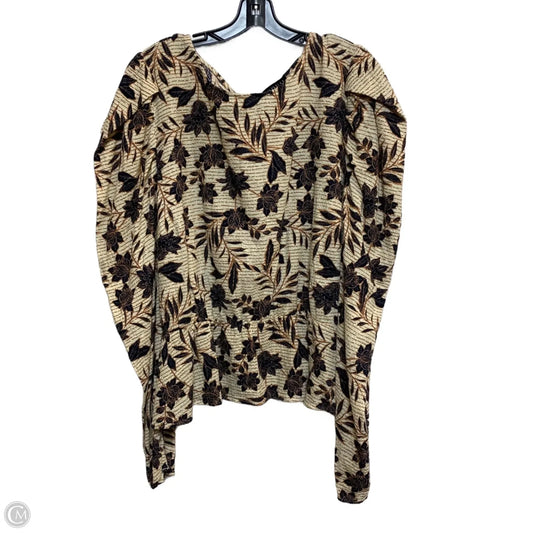 Top Long Sleeve By Eloquii In Brown & Cream, Size: 4x