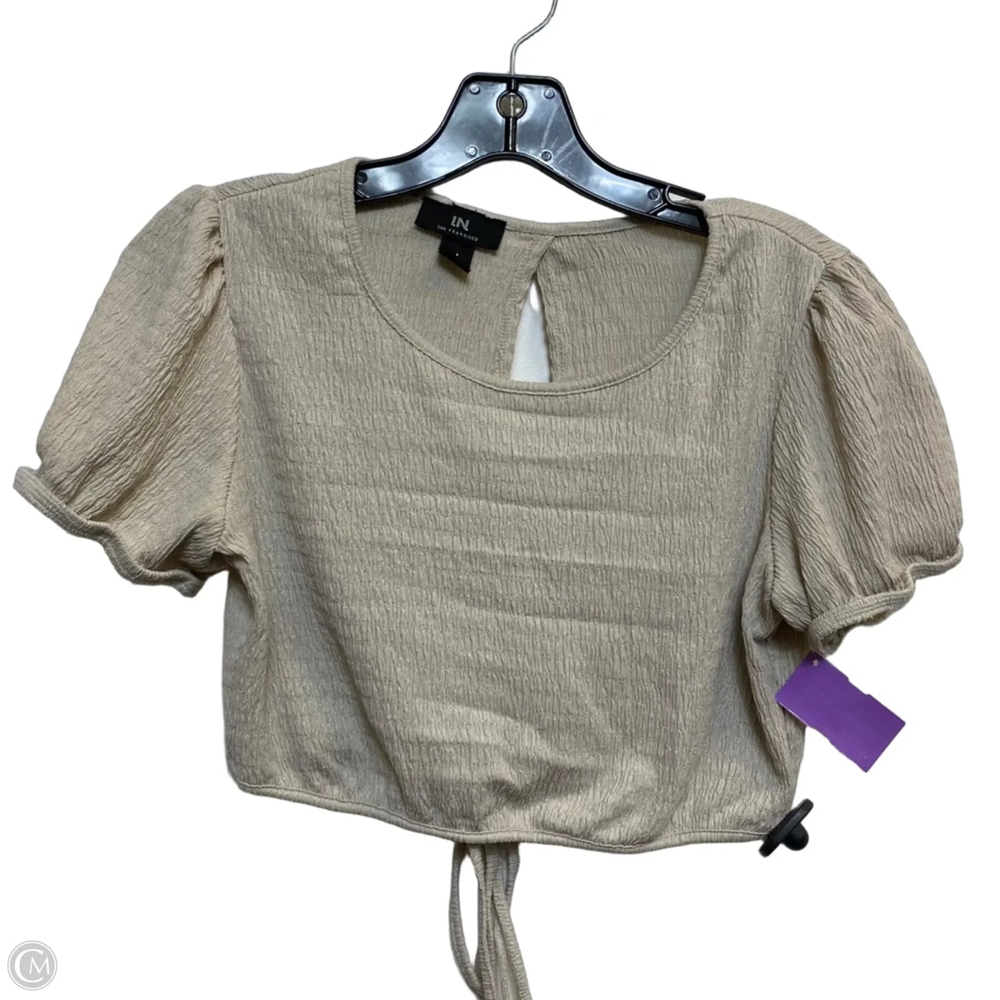 Top Short Sleeve By I.N. In Tan, Size: M