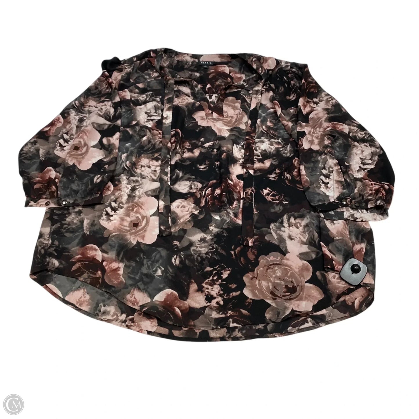 Top Long Sleeve By Torrid In Black & Pink, Size: 2x