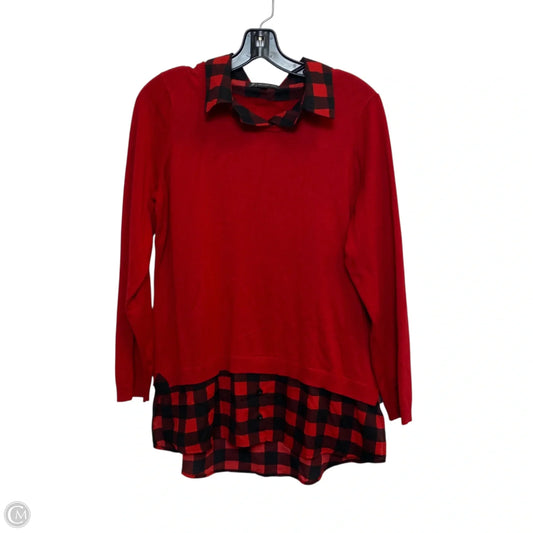 Top Long Sleeve By Adrianna Papell In Red, Size: L