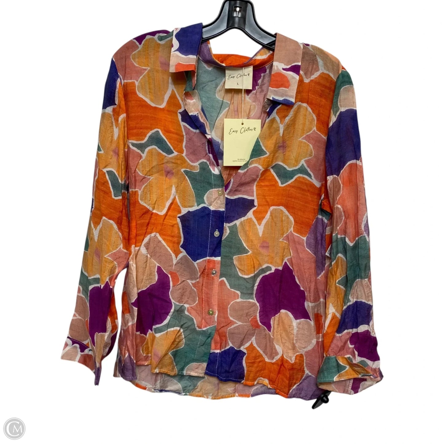 Top Long Sleeve By Easy Clothes In Multi-colored, Size: L