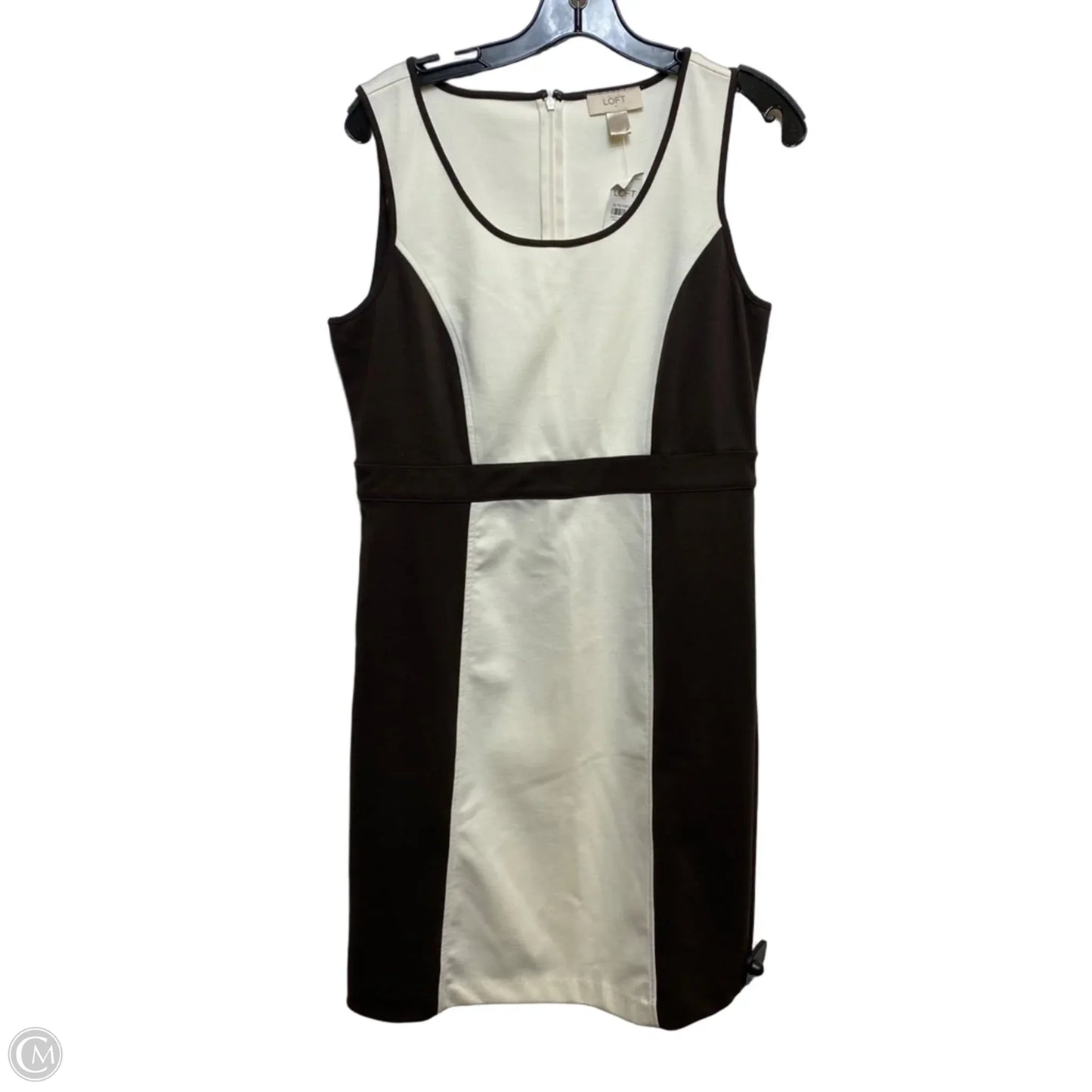 Dress Casual Midi By Loft In Brown & Cream, Size: S