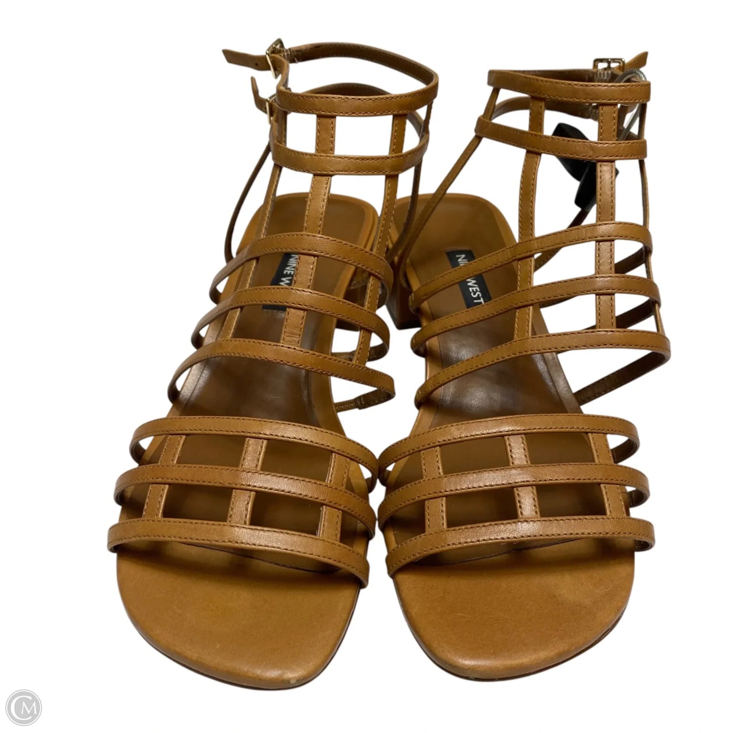 Sandals Heels Block By Nine West In Tan, Size: 8.5
