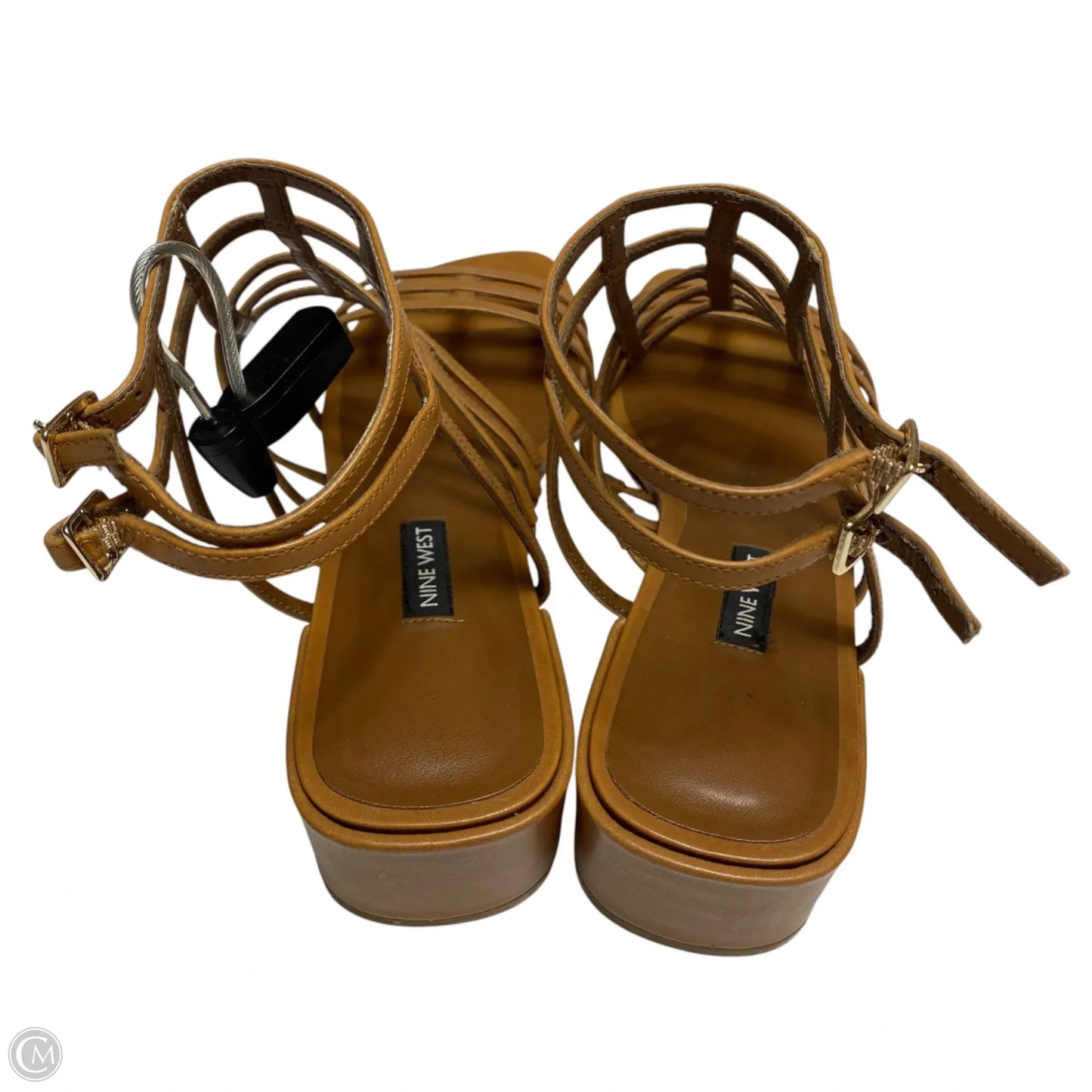 Sandals Heels Block By Nine West In Tan, Size: 8.5