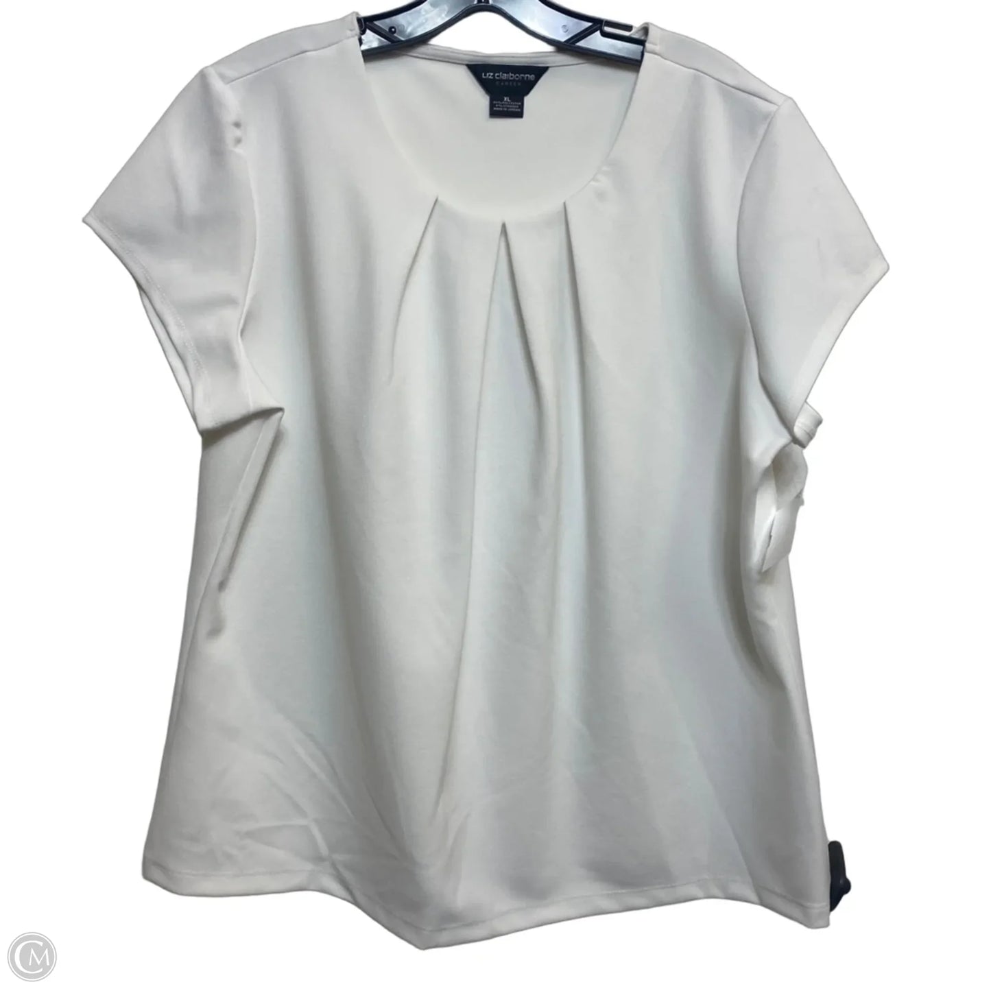Top Short Sleeve By Liz Claiborne In White, Size: Xl