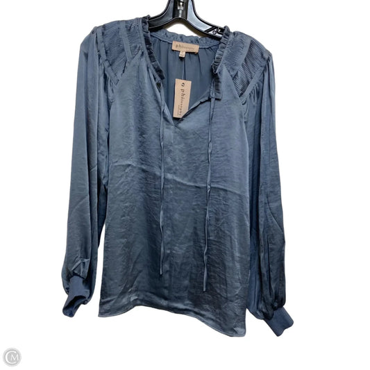 Blouse Long Sleeve By Philosophy In Blue, Size: L