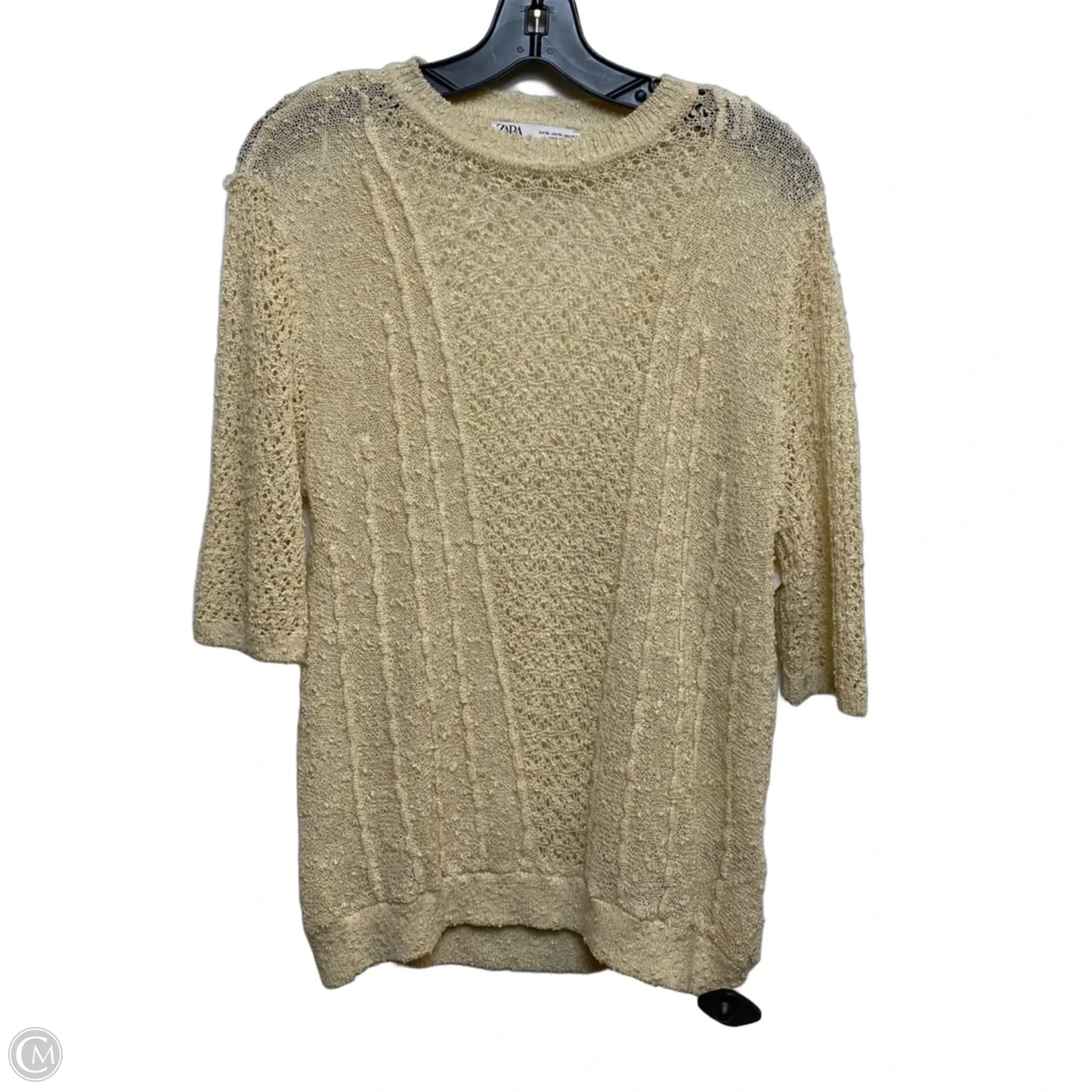 Top Short Sleeve By Zara In Cream, Size: Xl