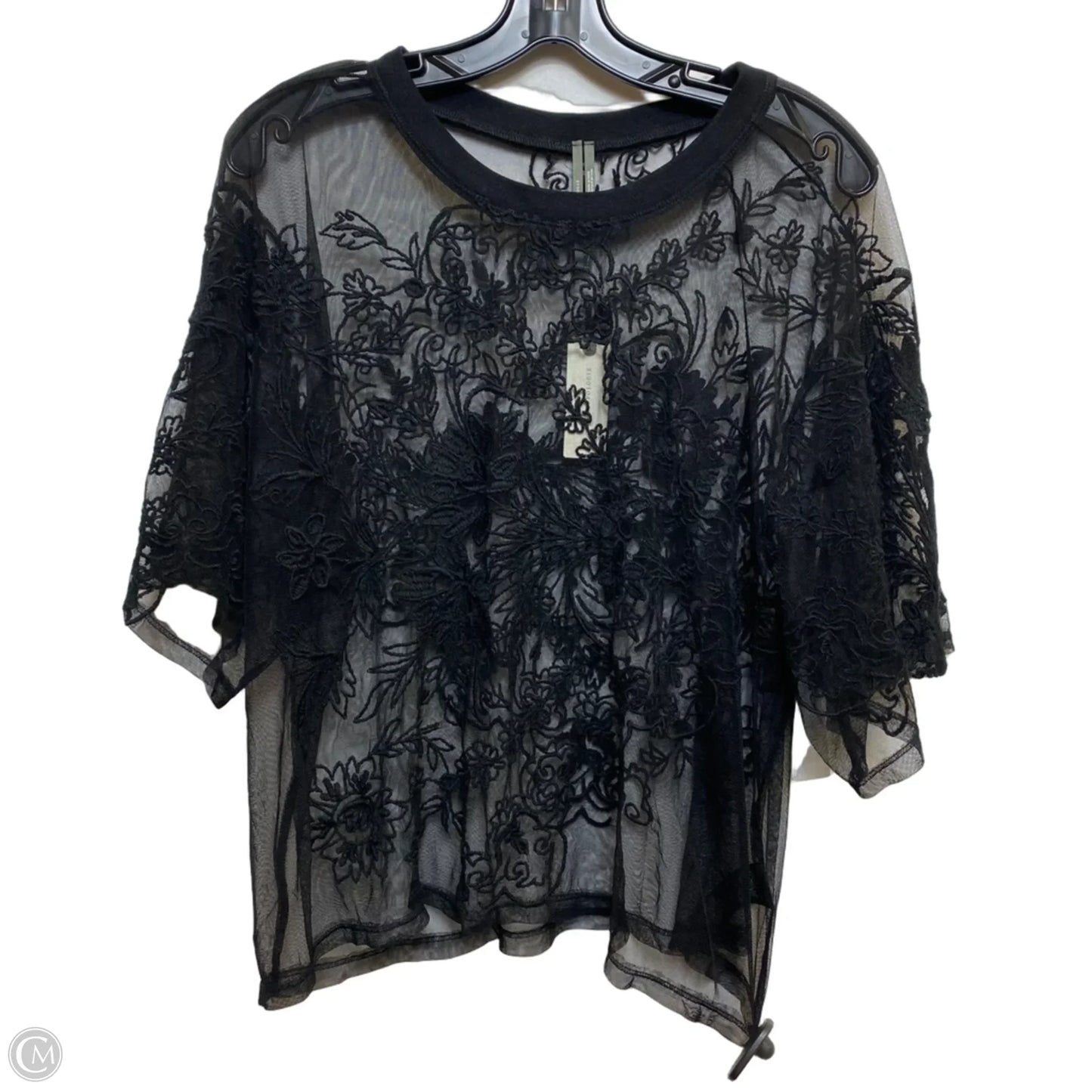 Top Short Sleeve By Anthropologie In Black, Size: L