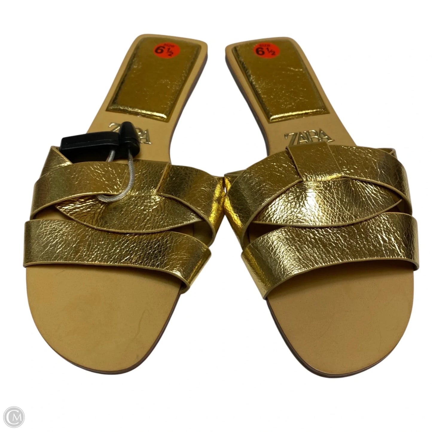 Sandals Flats By Zara In Gold, Size: 6.5