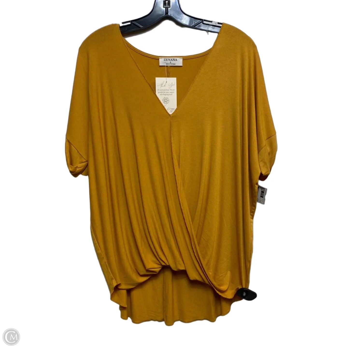 Top Short Sleeve By Zenana In Yellow, Size: L