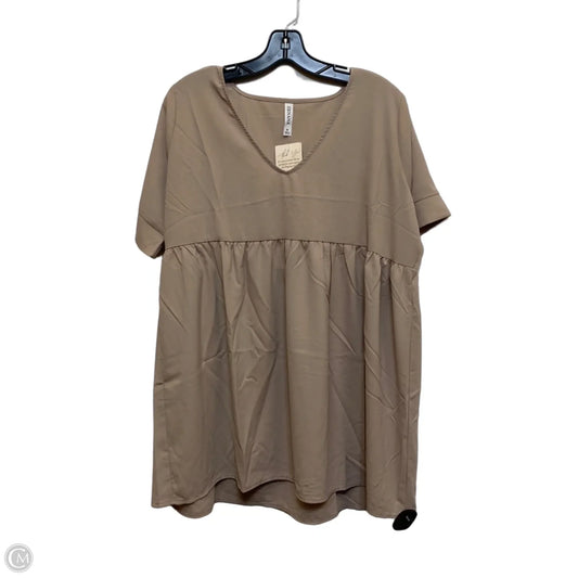 Top Short Sleeve By Zenana In Tan, Size: M