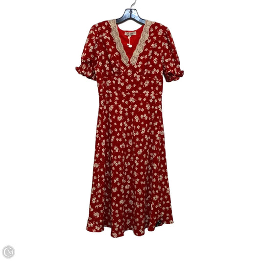 Dress Casual Midi By Simple Retro In Red, Size: L