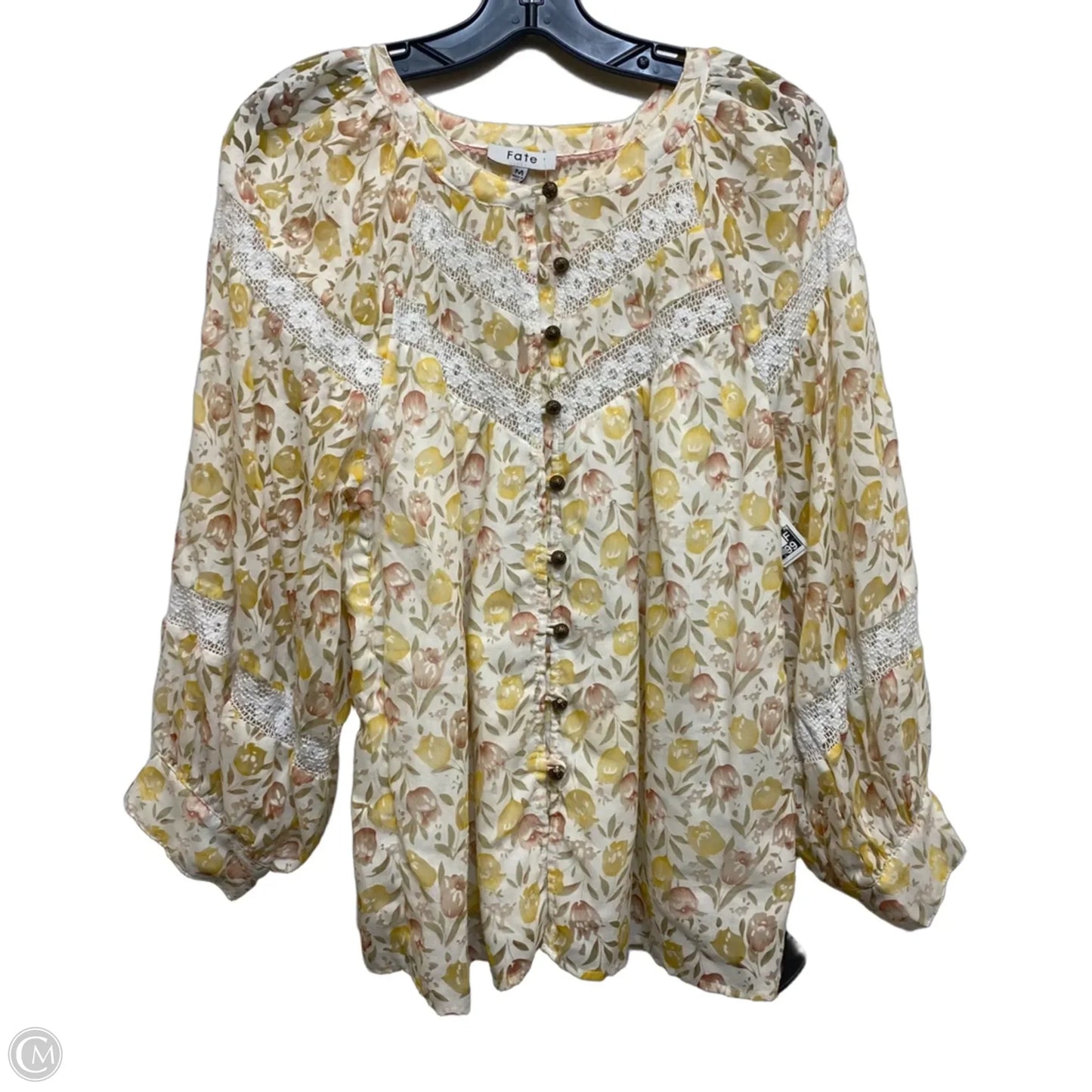 Top Long Sleeve By Fate In Yellow, Size: M