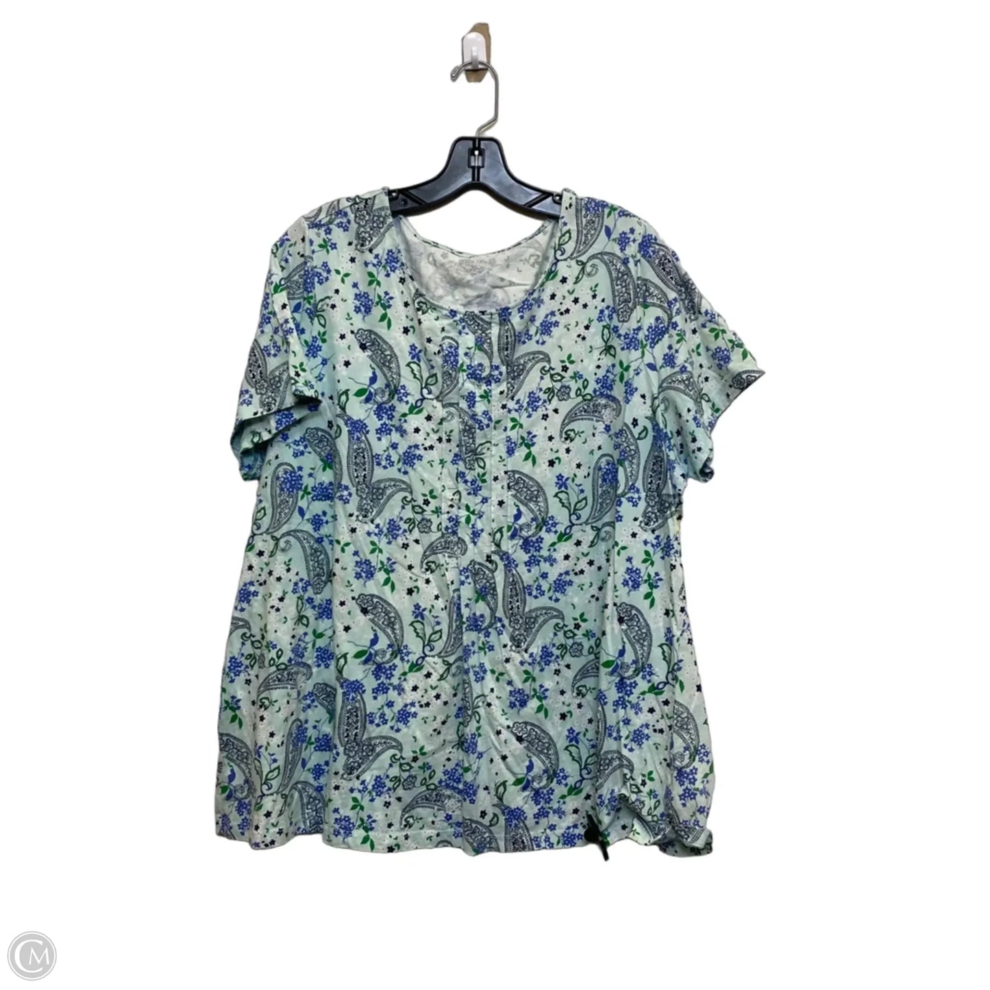 Top Short Sleeve By Kim Rogers In Green, Size: 1x