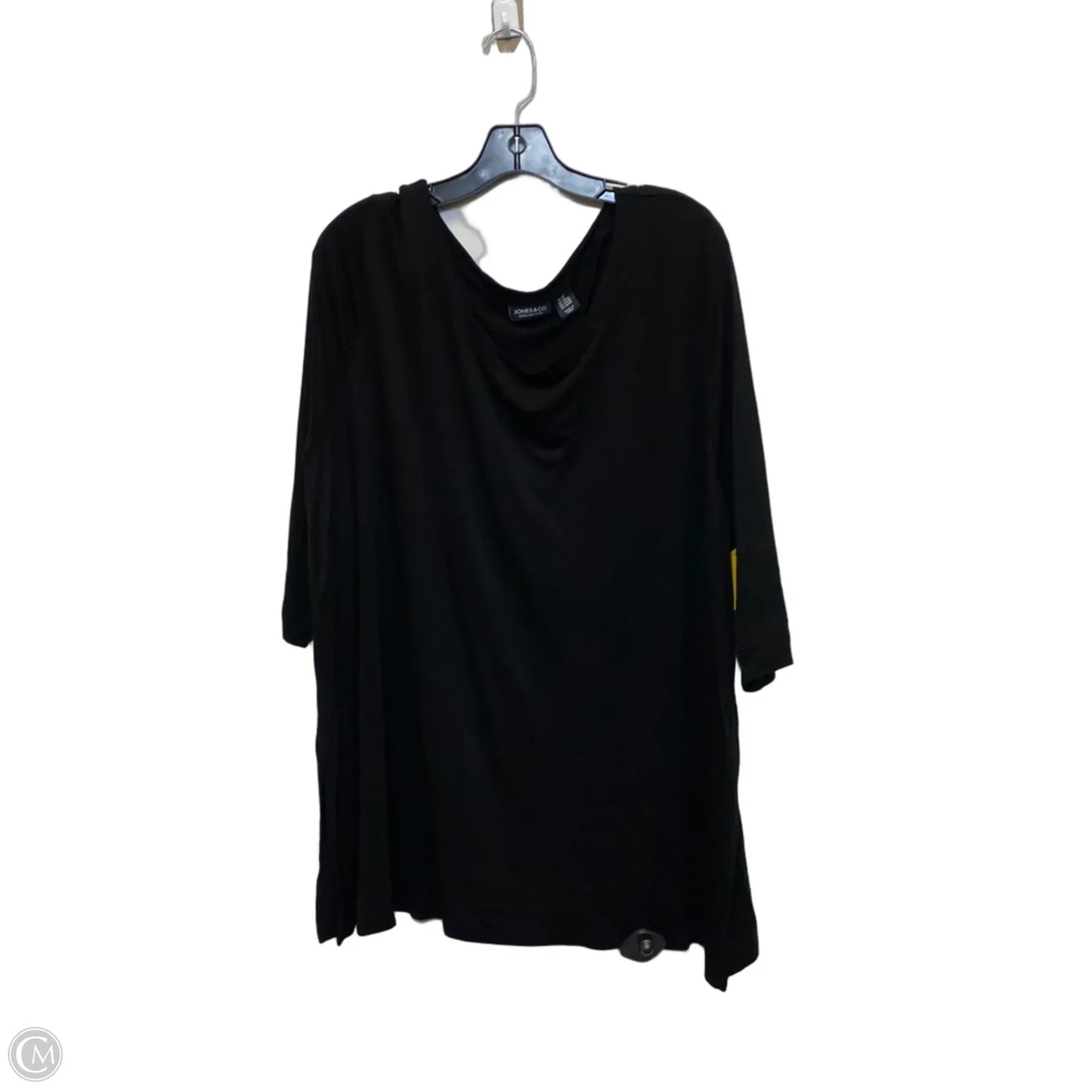 Top 3/4 Sleeve Basic By Jones And Co In Black, Size: 2x