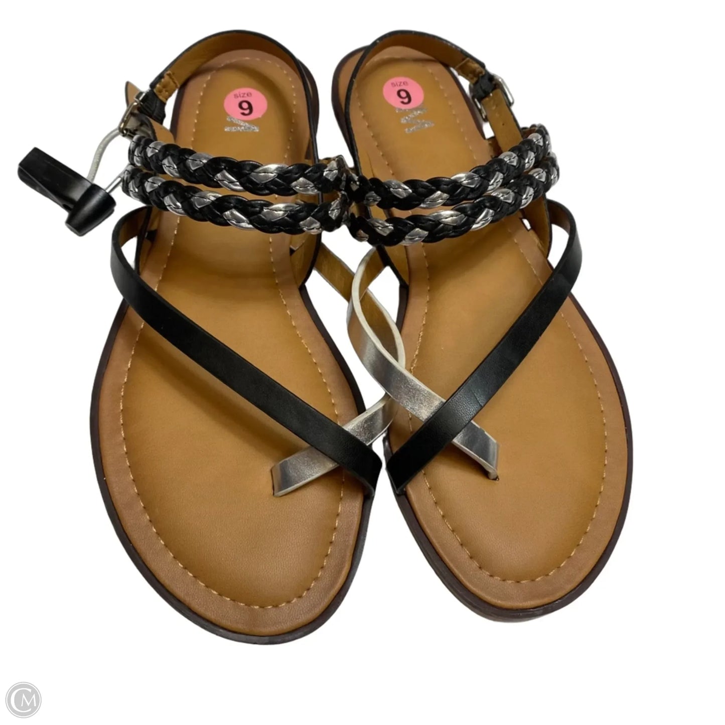 Sandals Flats By C & M In Black & Brown, Size: 9