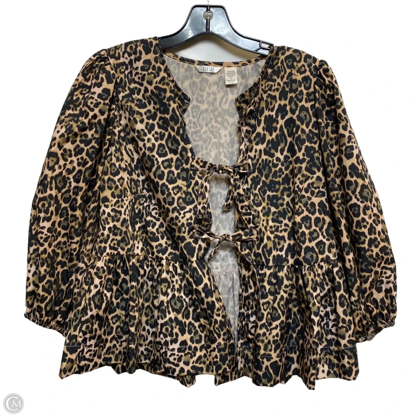 Top 3/4 Sleeve By Kaktus In Animal Print, Size: S