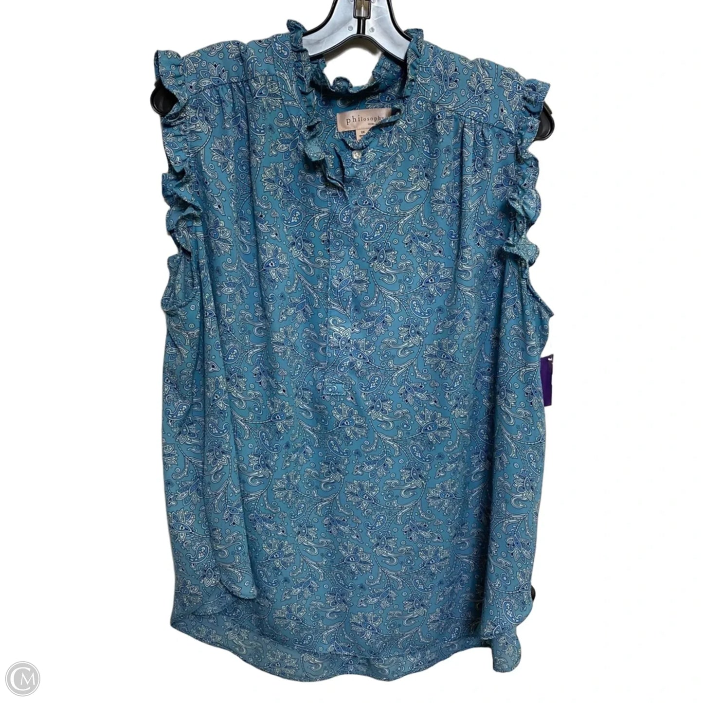 Top Sleeveless By Philosophy In Blue, Size: 2x