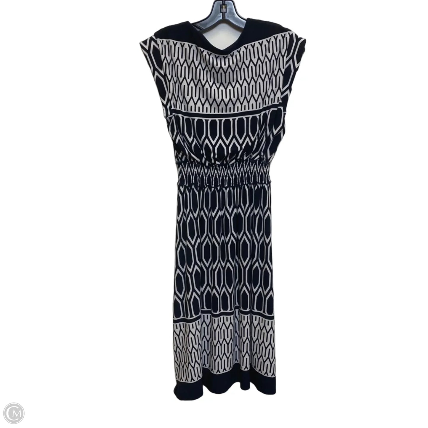 Dress Casual Midi By Enfocus In Blue & White, Size: M