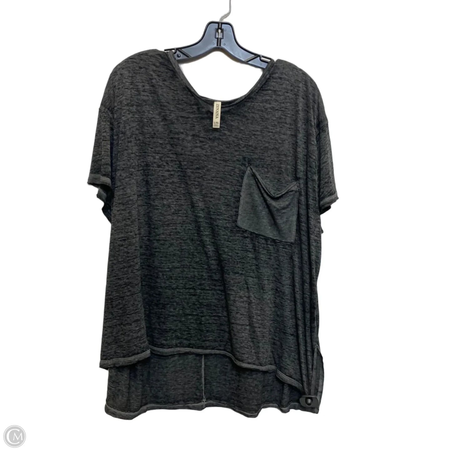 Top Short Sleeve By Zenana In Grey, Size: L