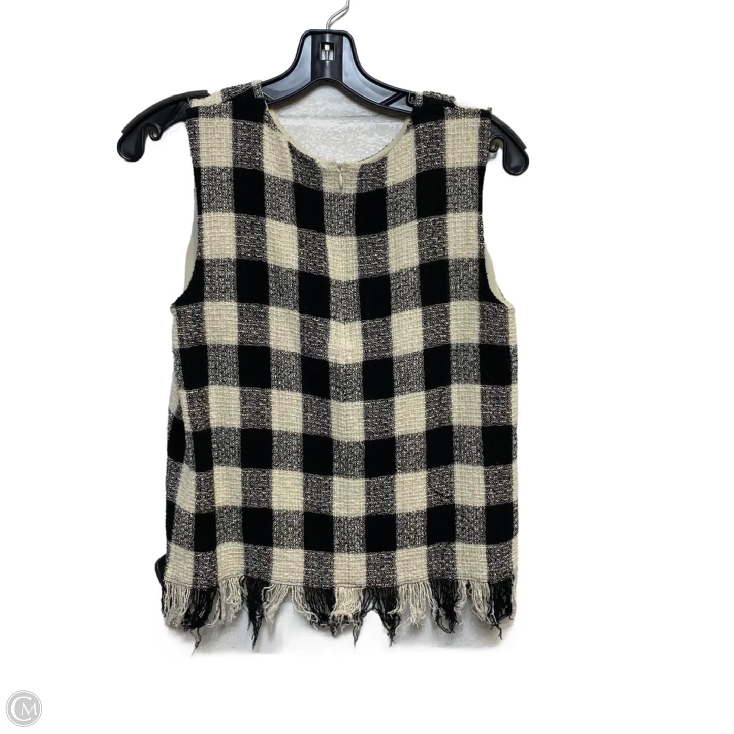 Top Sleeveless By Zara Basic In Black & Cream, Size: M