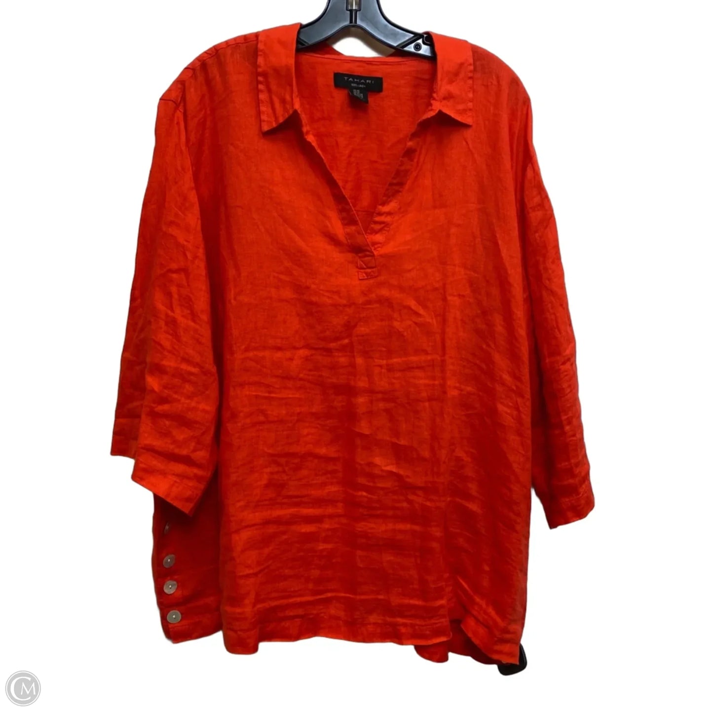 Top Short Sleeve By Tahari In Orange, Size: 3x