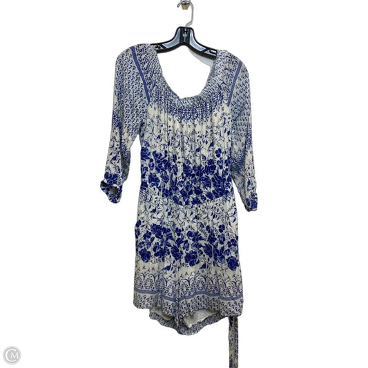 Romper By Anthropologie In Blue & White, Size: M