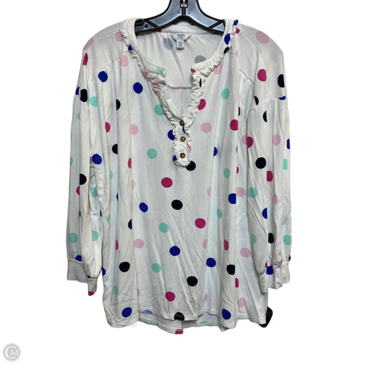Top Long Sleeve By Crown And Ivy In White, Size: Xxl