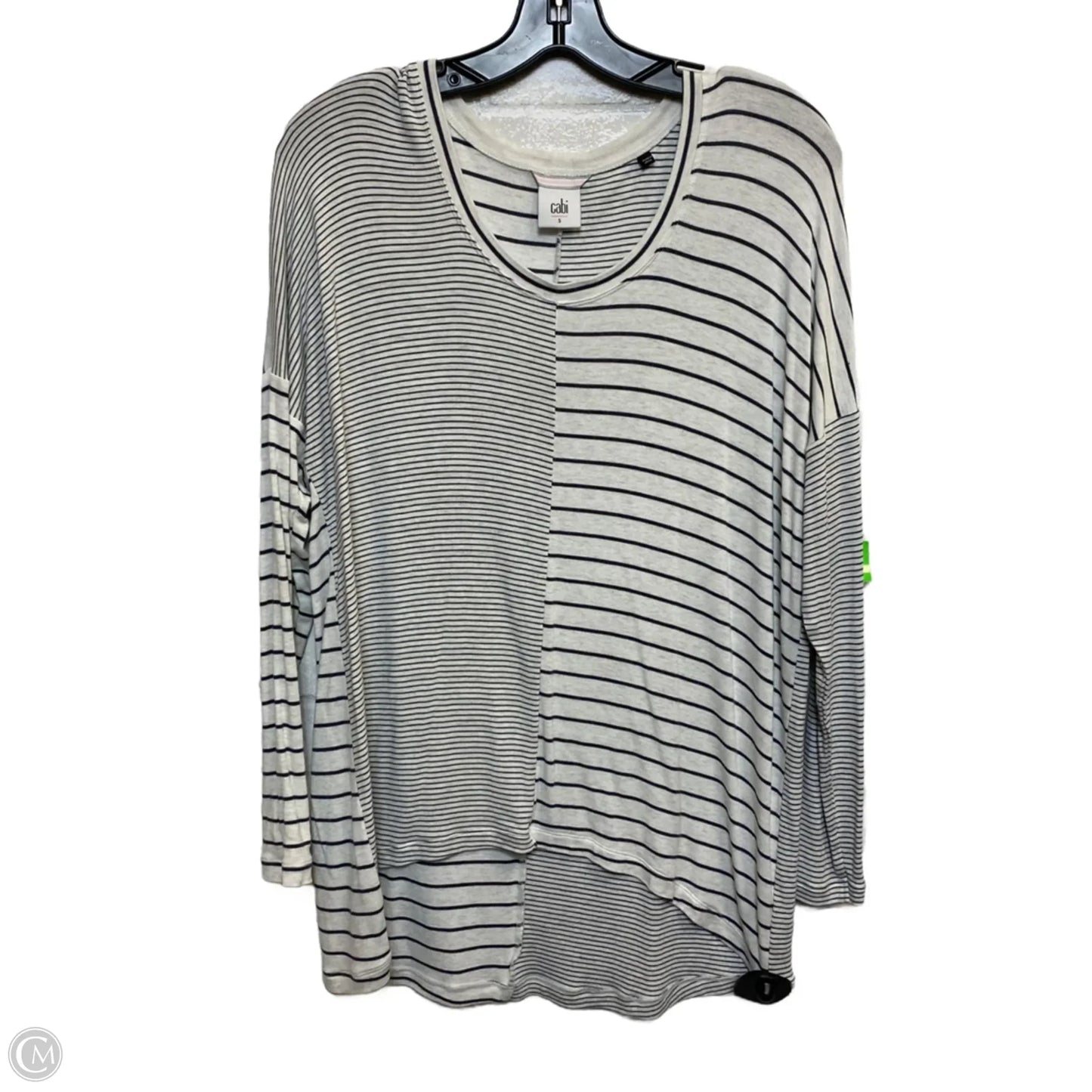 Top Long Sleeve By Cabi In Cream & Grey, Size: S