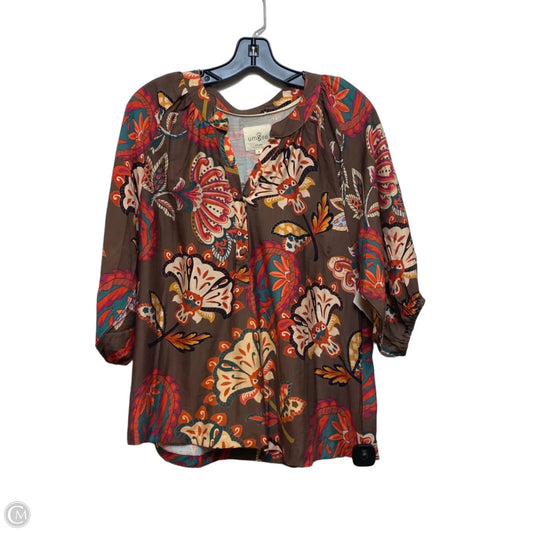 Top 3/4 Sleeve By Umgee In Brown & Red, Size: S