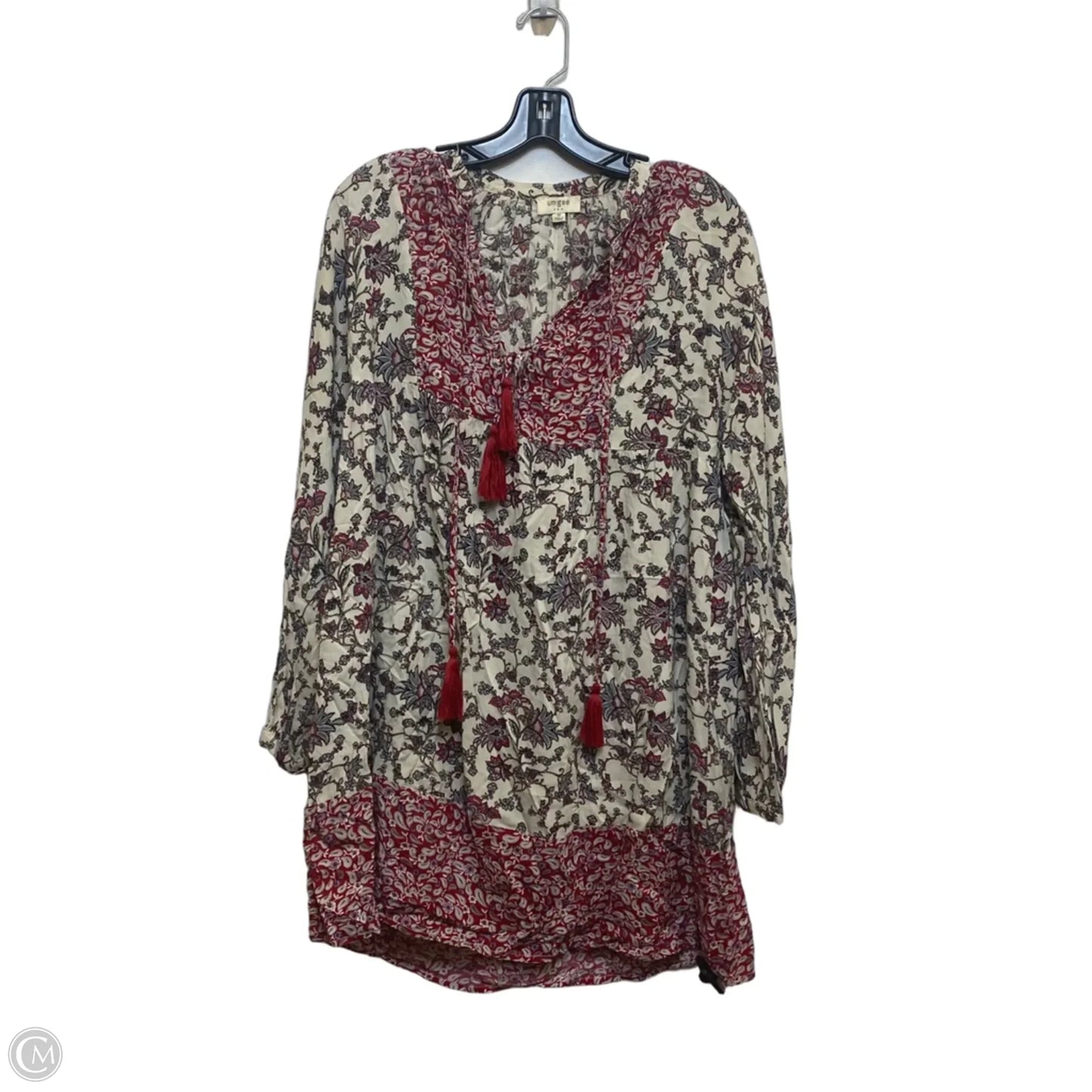 Dress Casual Short By Umgee In Cream & Red, Size: M