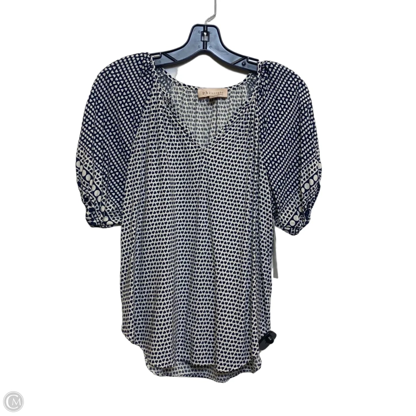 Top Short Sleeve By Philosophy In Blue & Cream, Size: Sp