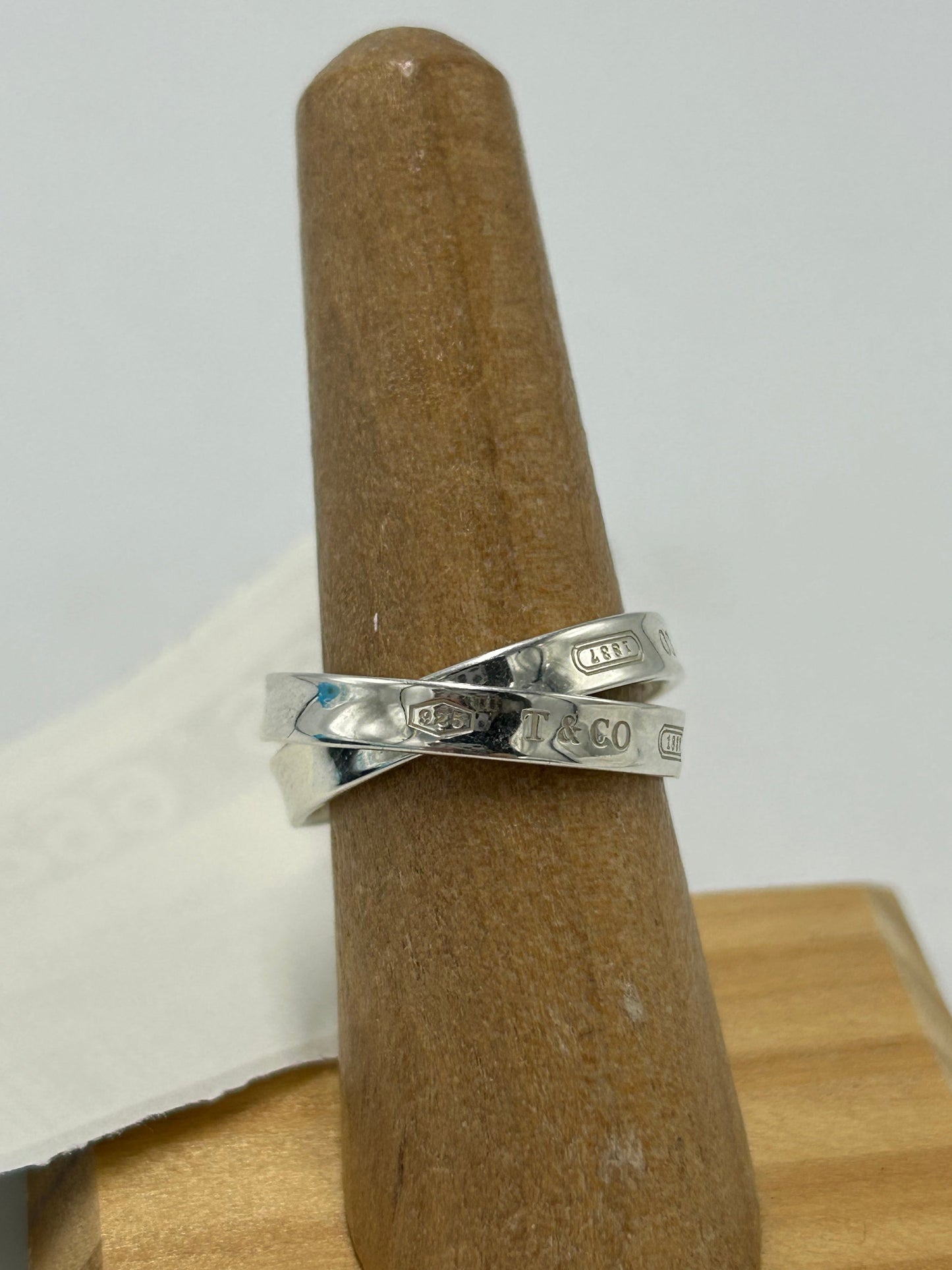 Tiffany & Company 925 Silver Interlocking Luxury Ring, Size 8