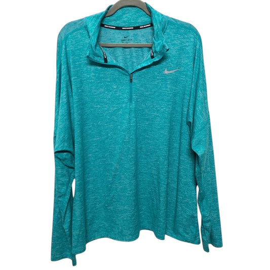 Athletic Top Ls Collar By Nike In Teal, Size:2X