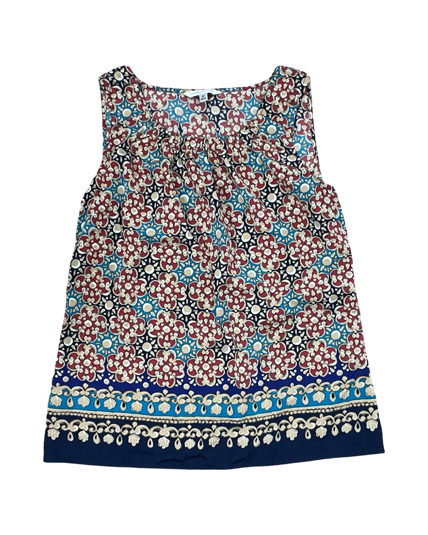 Top Sleeveless By Croft And Barrow In Cream & Red, Size:M