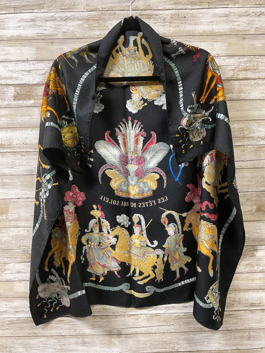 Scarf Luxury Designer By Hermes In Black & Gold