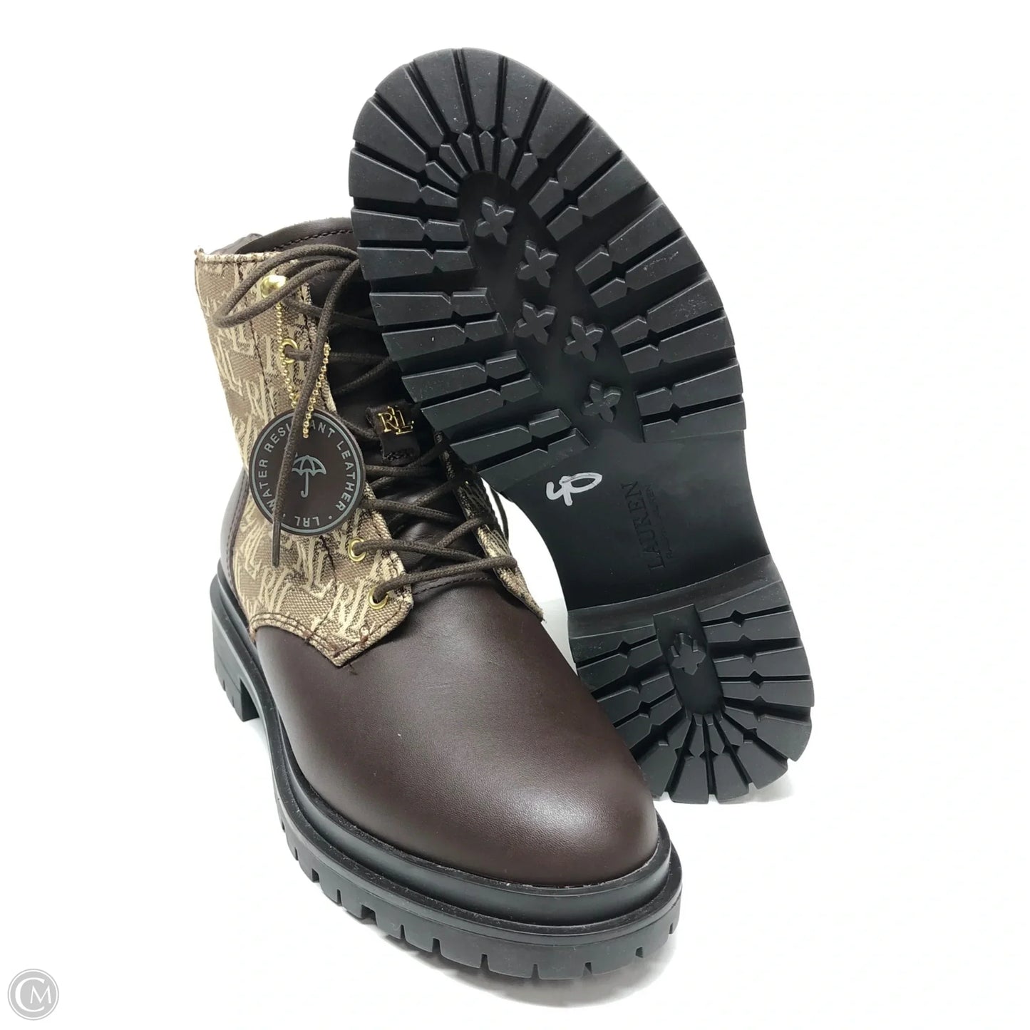 Boots Ankle Flats By Lauren By Ralph Lauren In Brown & Tan, Size: 6