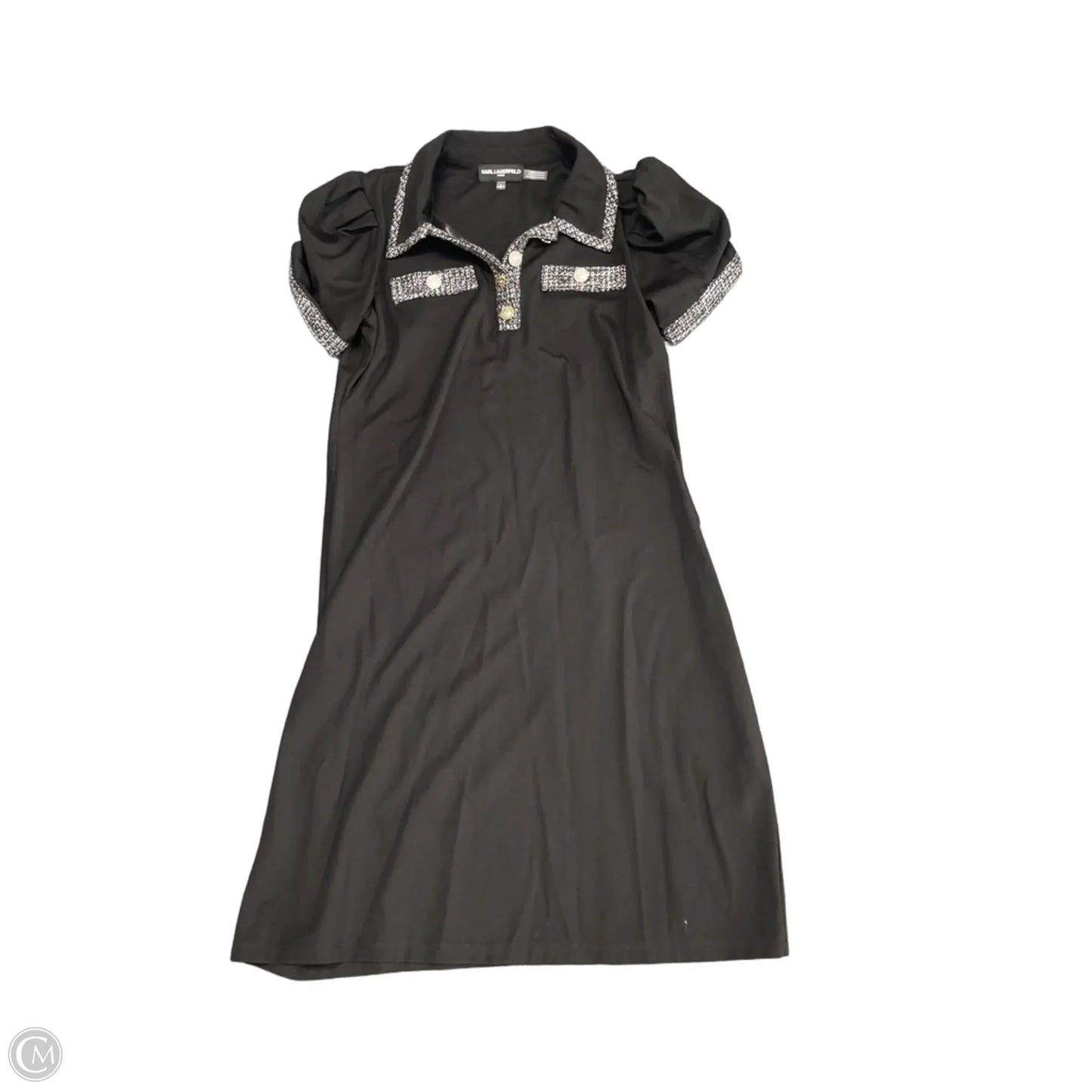 Top Short Sleeve By Karl Lagerfeld In Black & Grey, Size: S