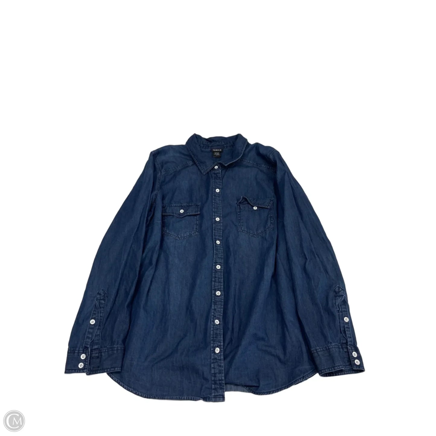 Jacket Shirt By Torrid In Blue, Size: 2x